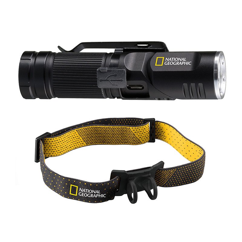 National Geographic Iluminos 450 LED lommelygte m/hovedmontering